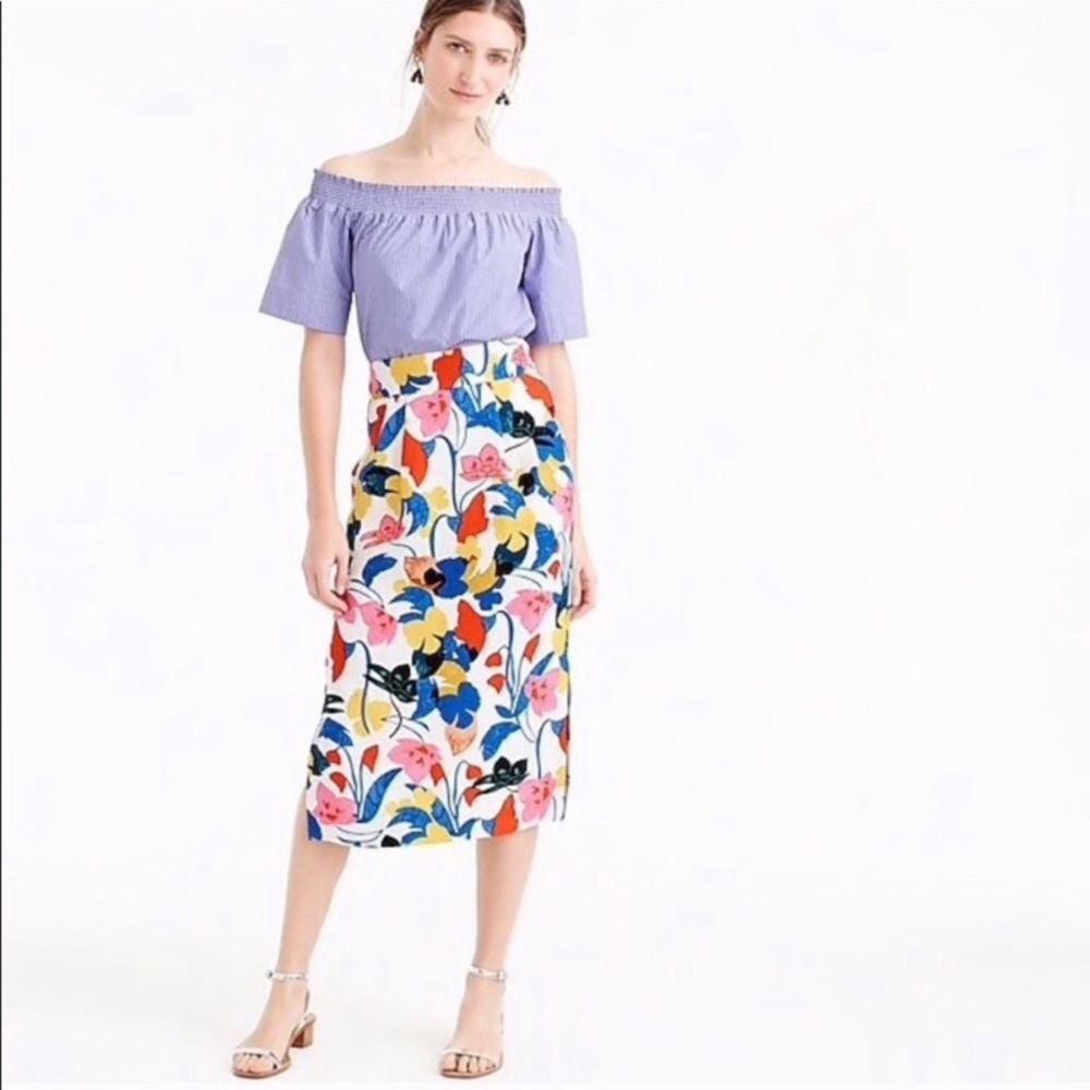 J.crew pintuck floral midi skirt